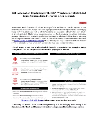 Emerging Players in KSA Warehousing Market - Ken Research