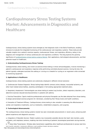 Cardiopulmonary Stress Testing Systems Market