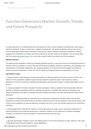 Function Generators Market