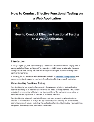How to Conduct Effective Functional Testing on a Web Application