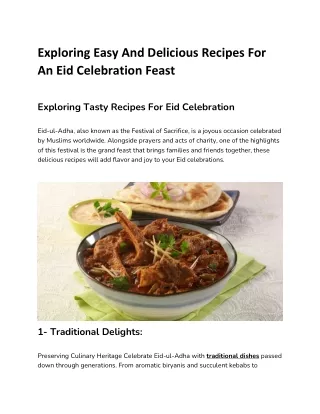 Exploring Easy And Delicious Recipes For An Eid Celebration