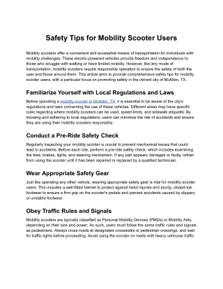 Safety Tips for Mobility Scooter Users