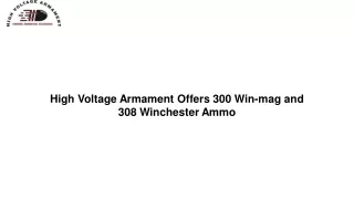 High Voltage Armament Offers 300 Win-mag and 308 Winchester Ammo