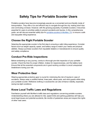 Safety Tips for Portable Scooter Users