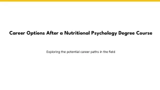 Career Options After a Nutritional Psychology Degree Course