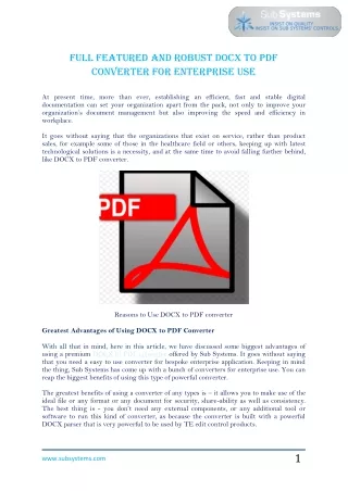 Full Featured and Robust DOCX to PDF Converter for Enterprise Use