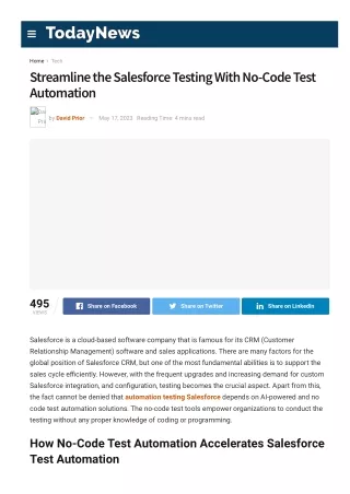 Streamline the Salesforce Testing With No-Code Test Automation