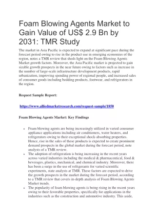 Foam Blowing Agents Market