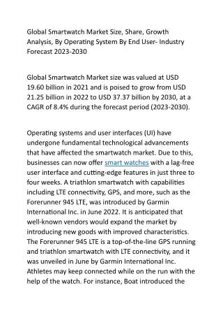 Global Smartwatch Market Size