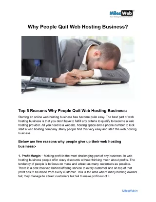 Why People Quit Web Hosting Business_
