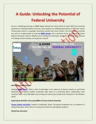 A Guide: Unlocking the Potential of Federal University