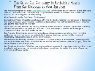 Top Scrap Car Company in Berkshire Hassle Free Car Disposal at Your Service