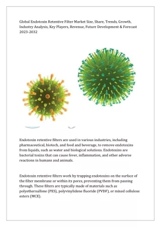 Endotoxin Retentive Filter Market Statistics, Segment, Trends and Forecast to 20