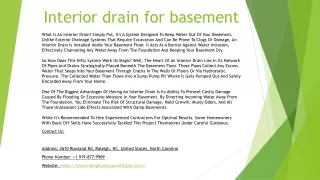Interior drain for basement