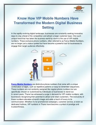 Fancy Mobile Numbers