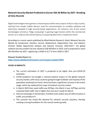 Network Security Market Predicted to Garner $63.40 Billion by 2027