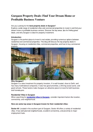 Gurgaon Property Deals_ Find Your Dream Home or Profitable Business Venture