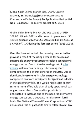 Global Solar Energy Market Size