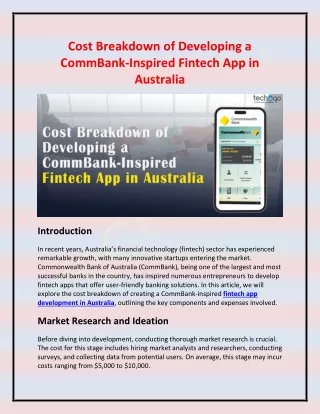 Cost Breakdown of Developing a CommBank-Inspired Fintech App in Australia