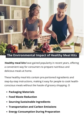 The Environmental Impact of Healthy Meal Kits