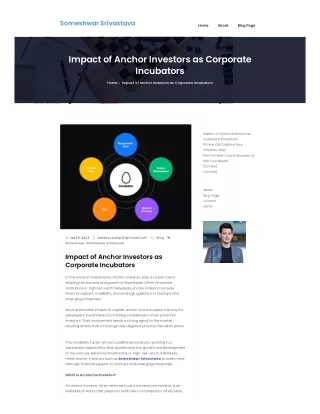 Impact of Anchor Investors as Corporate Incubators