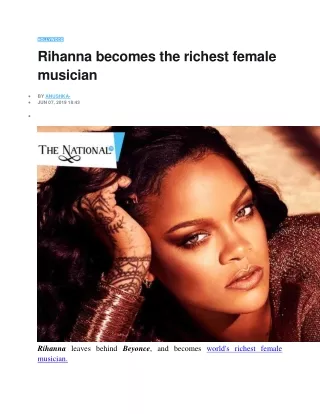Rihanna becomes the richest female musician