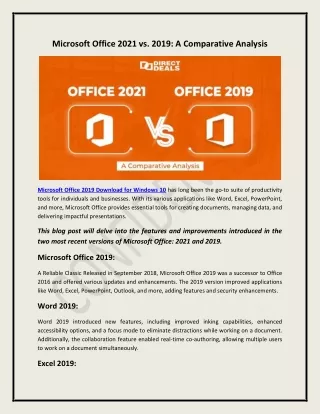 Microsoft Office 2021 vs. 2019: A Comparative Analysis