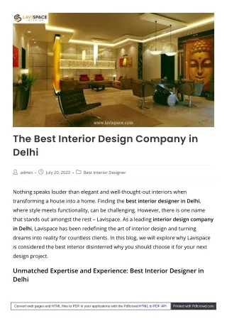 Revealing the Best Interior Designer in Delhi