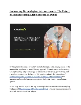 Embracing Technological Advancements_ The Future of Manufacturing ERP Software in Dubai