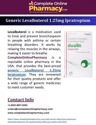 Generic Levalbuterol 1.25mg Ipratropium