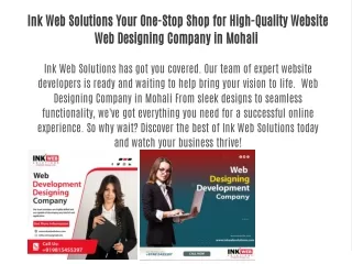 Ink Web Solutions Your One-Stop Shop for High-Quality Website Web Designing Company in Mohali