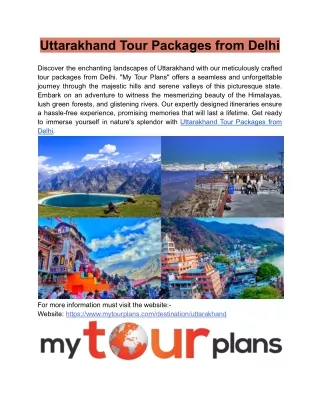 Uttarakhand Tour Packages from Delhi