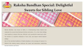 Raksha Bandhan Special: Delightful  Sweets for Sibling Love