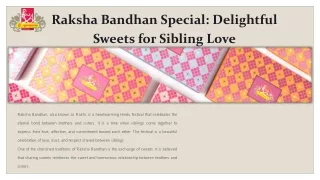 Raksha Bandhan Special: Delightful  Sweets for Sibling Love