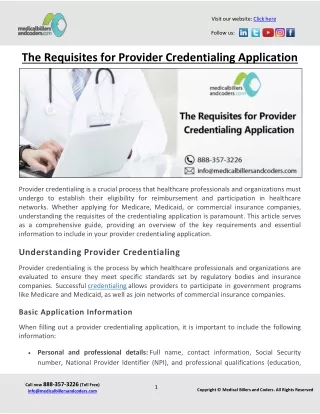 The Requisites for Provider Credentialing Application