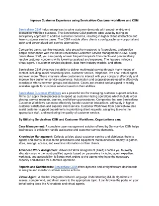 Improve Customer Experience using ServiceNow Customer workflows and CSM