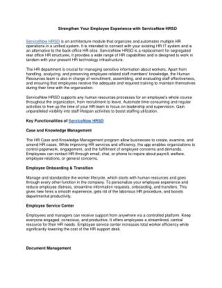 Strengthen Your Employee Experience with ServiceNow HRSD