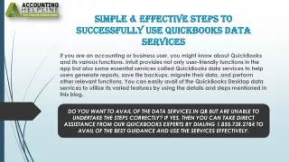 An effective way to fix QuickBooks Data Services Issue