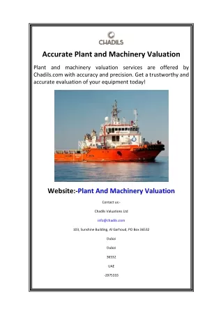 Accurate Plant and Machinery Valuation