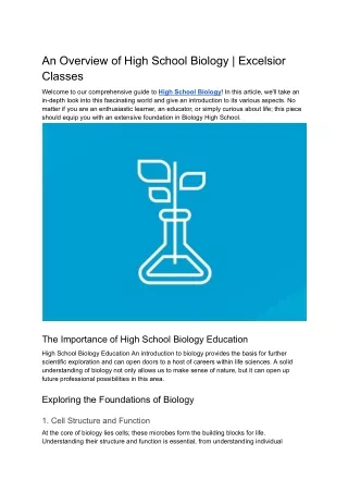 An Overview of High School Biology _ Excelsior Classes