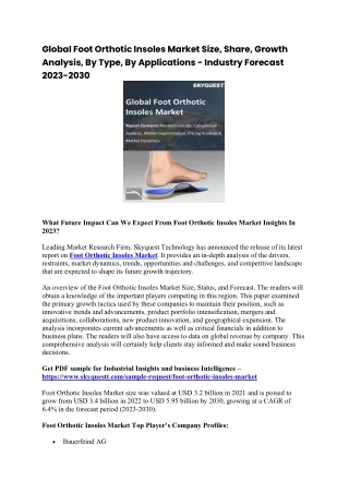 Global Foot Orthotic Insoles Market