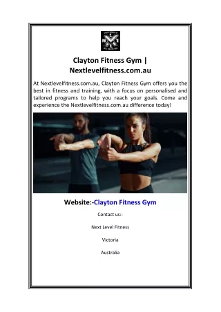 Clayton Fitness Gym  Nextlevelfitness.com.au