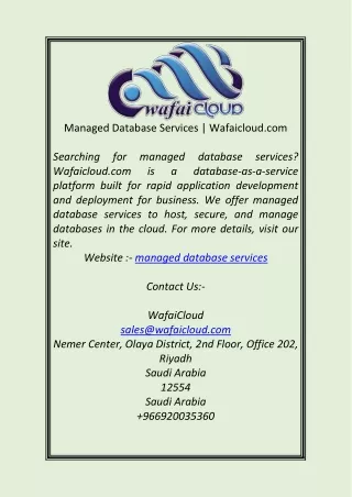 Managed Database Services Wafaicloud.com