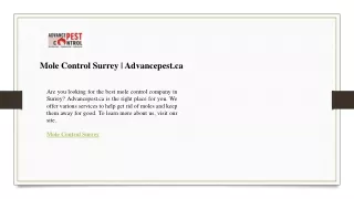 Mole Control Surrey  Advancepest.ca