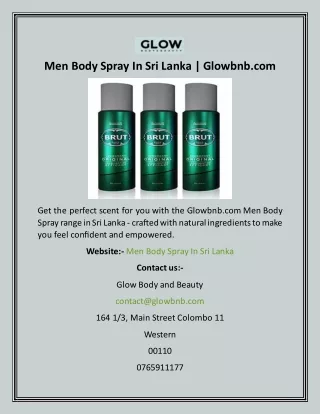 Men Body Spray In Sri Lanka  Glowbnb