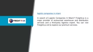 Logistic Companies In Miami | Freightrus.net