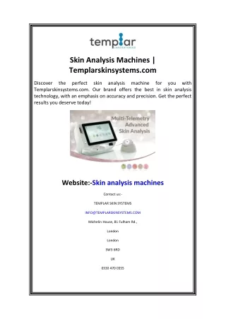 Skin Analysis Machines Templarskinsystems.com