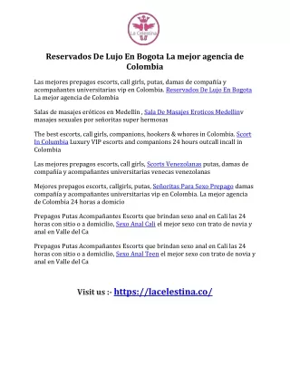 Reservados De Lujo En Bogota La mejor agencia de Colombia