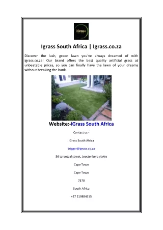 Igrass South Africa  Igrass.co.za