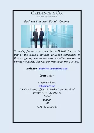 Business Valuation Dubai  Cnco.ae